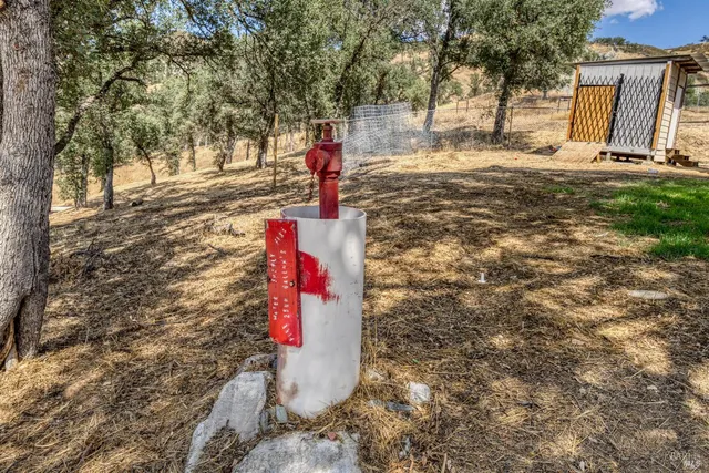 a flag is sitting in the middle of a yard