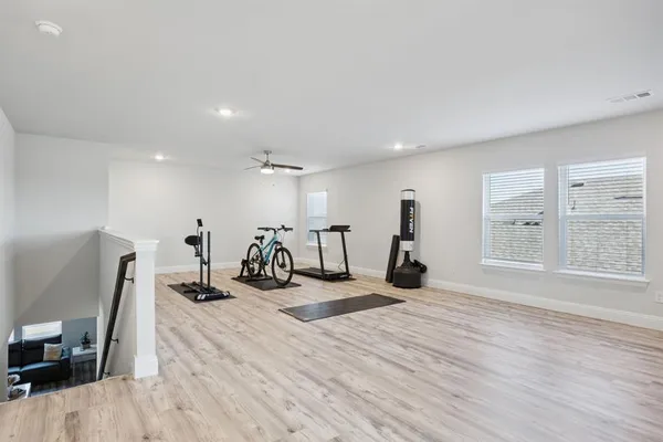 a view of a room with gym equipment