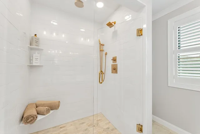 a bathroom with a shower