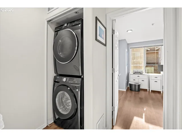 a view of living room washer and dryer