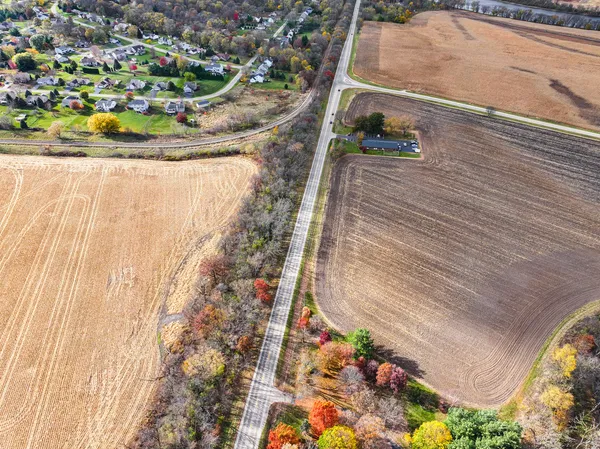 an aerial view of a house