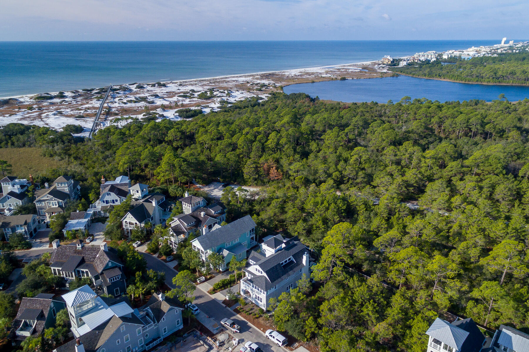 110 Wharf Ln Inlet Beach, Unit C Inlet Beach, FL 32461 - Photo 38 of 53 an aerial view of ocean and residential houses with outdoor space