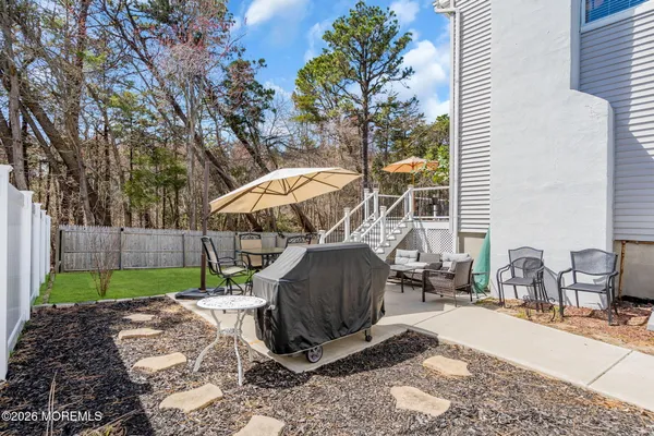 a view of backyard with potted plants and a palm tree