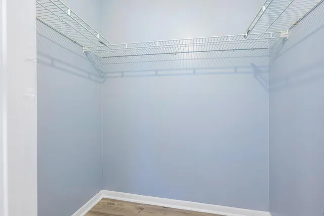 a view of small space with racks on the wall