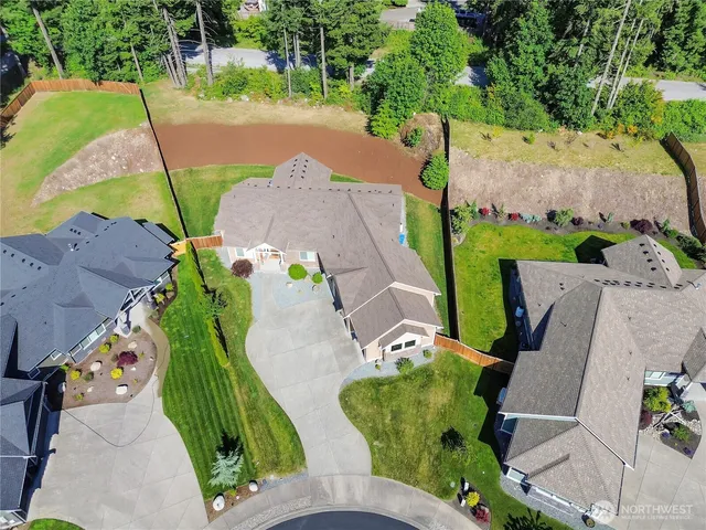 an aerial view of a house having outdoor space