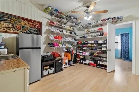 a view of a storage in a room