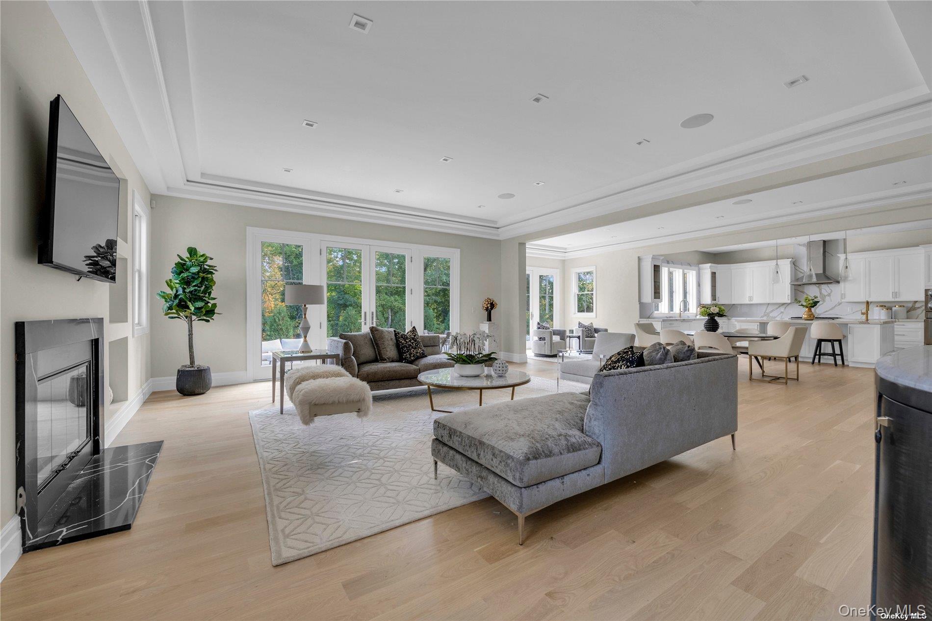 38 Cow Neck Road Sands Point, NY 11050 - Photo 10 of 48 a living room with fireplace furniture and a flat screen tv