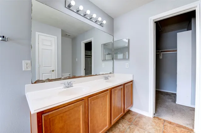 a bathroom with a sink a vanity and a mirror