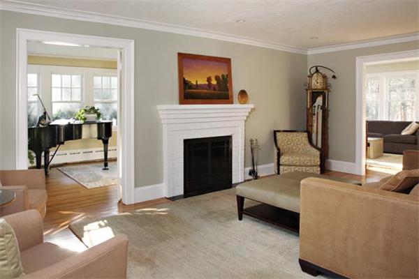 151 Plymouth Road Newton, MA 02461 - Photo 3 of 12 a living room with furniture and a fireplace