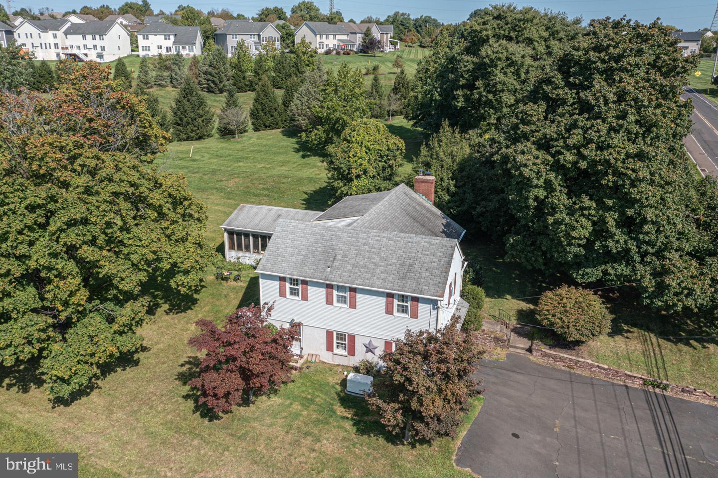 an aerial view of a house
