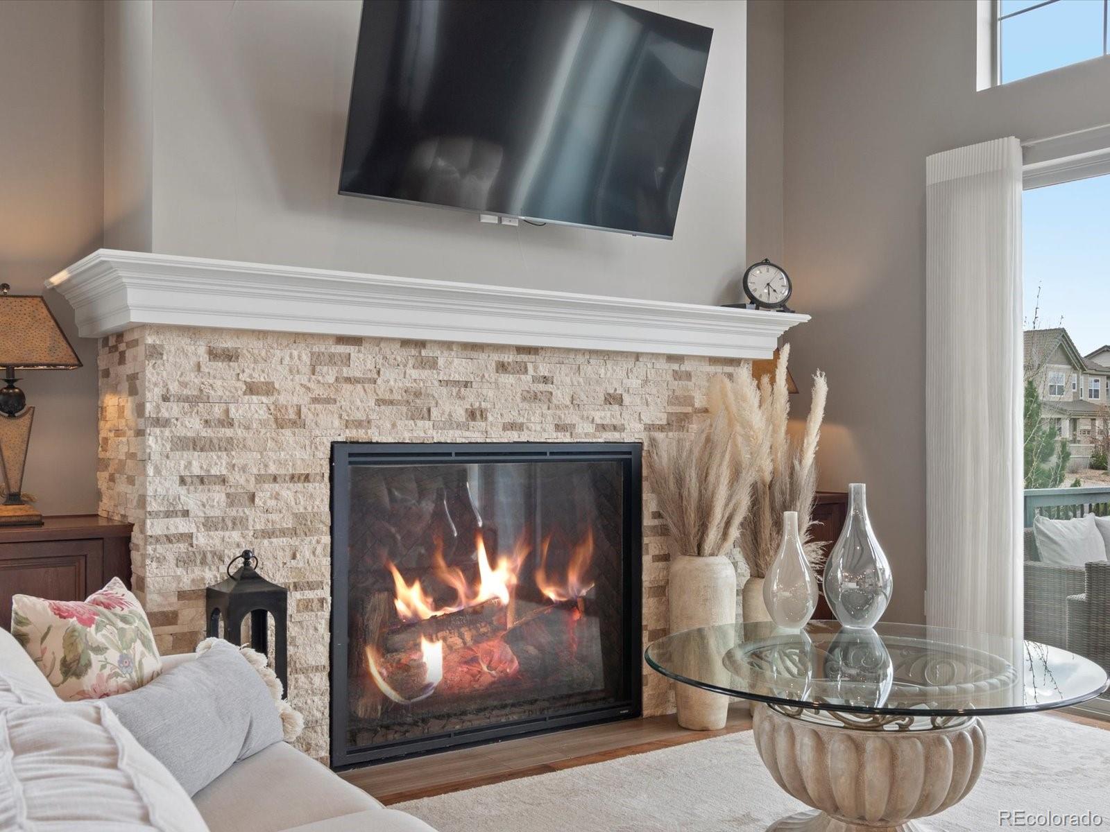 10553 Fairhurst Way Highlands Ranch, CO 80126 - Photo 19 of 35 a living room with a fireplace and a fireplace