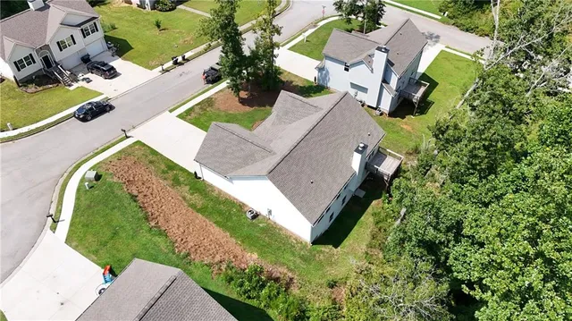 an aerial view of a house