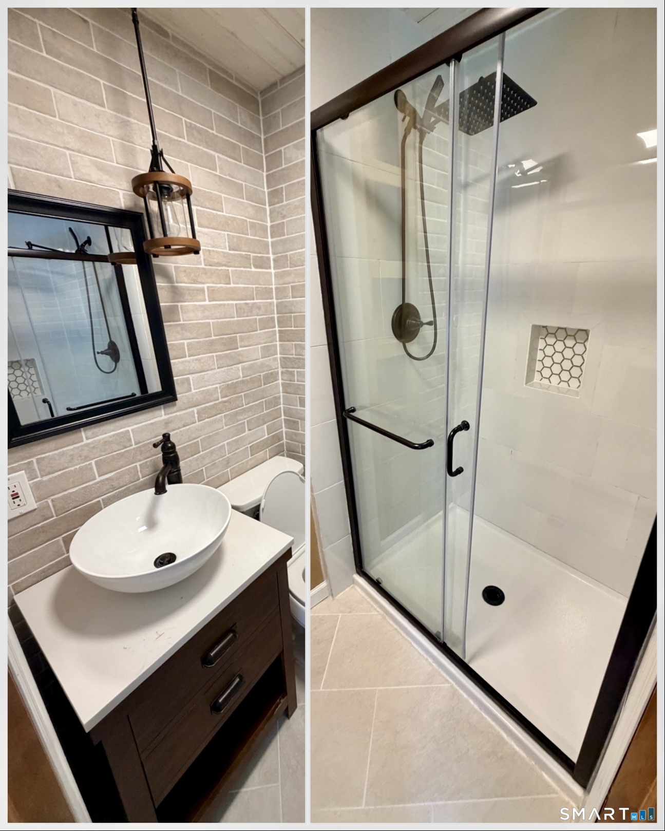 341 Main Street Middlefield, CT 06481 - Photo 14 of 30 a bathroom with a sink a mirror and shower