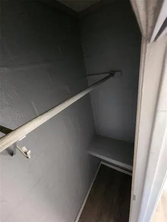 closeup view of walk in closet