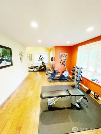 a room with gym equipment