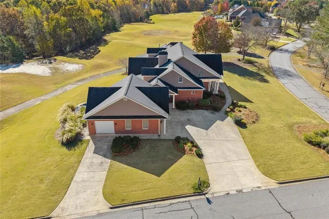 a view of a swimming pool with a mountain