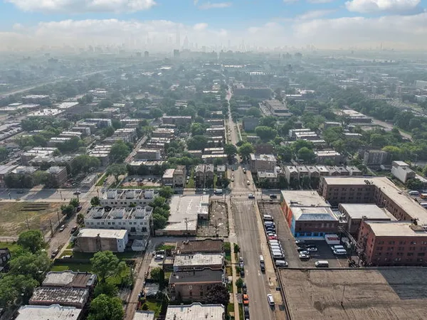 an aerial view of a city