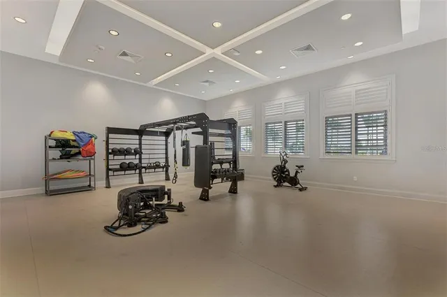 a view of a room with gym equipment