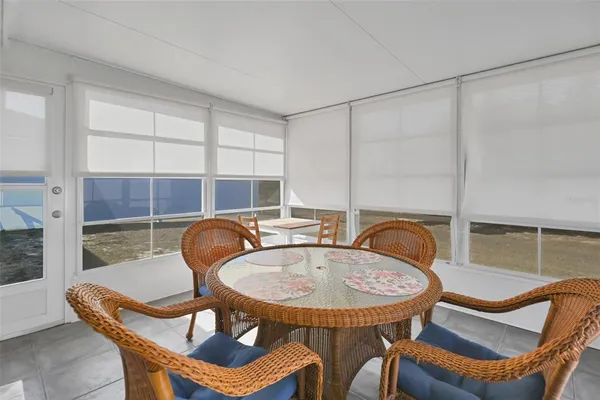 a table and chairs in a room