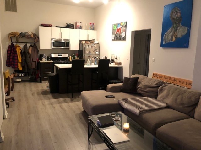 2022 South Throop Street, Unit 1W Chicago, IL 60608 - Photo 2 of 13 a living room with furniture and a flat screen tv