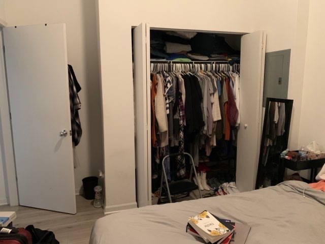 2022 South Throop Street, Unit 1W Chicago, IL 60608 - Photo 8 of 13 a bed room with a bed and a mirror