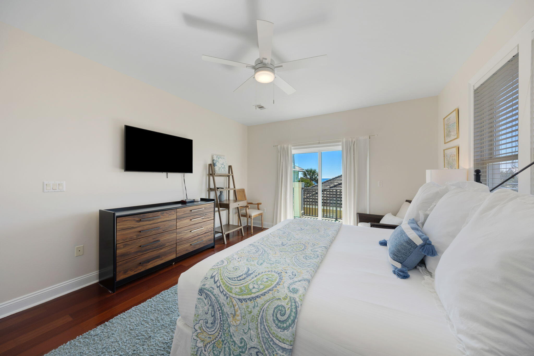 44 South Grande Beach Drive Santa Rosa Beach, FL 32459 - Photo 30 of 68 a bedroom with a bed and a flat screen tv