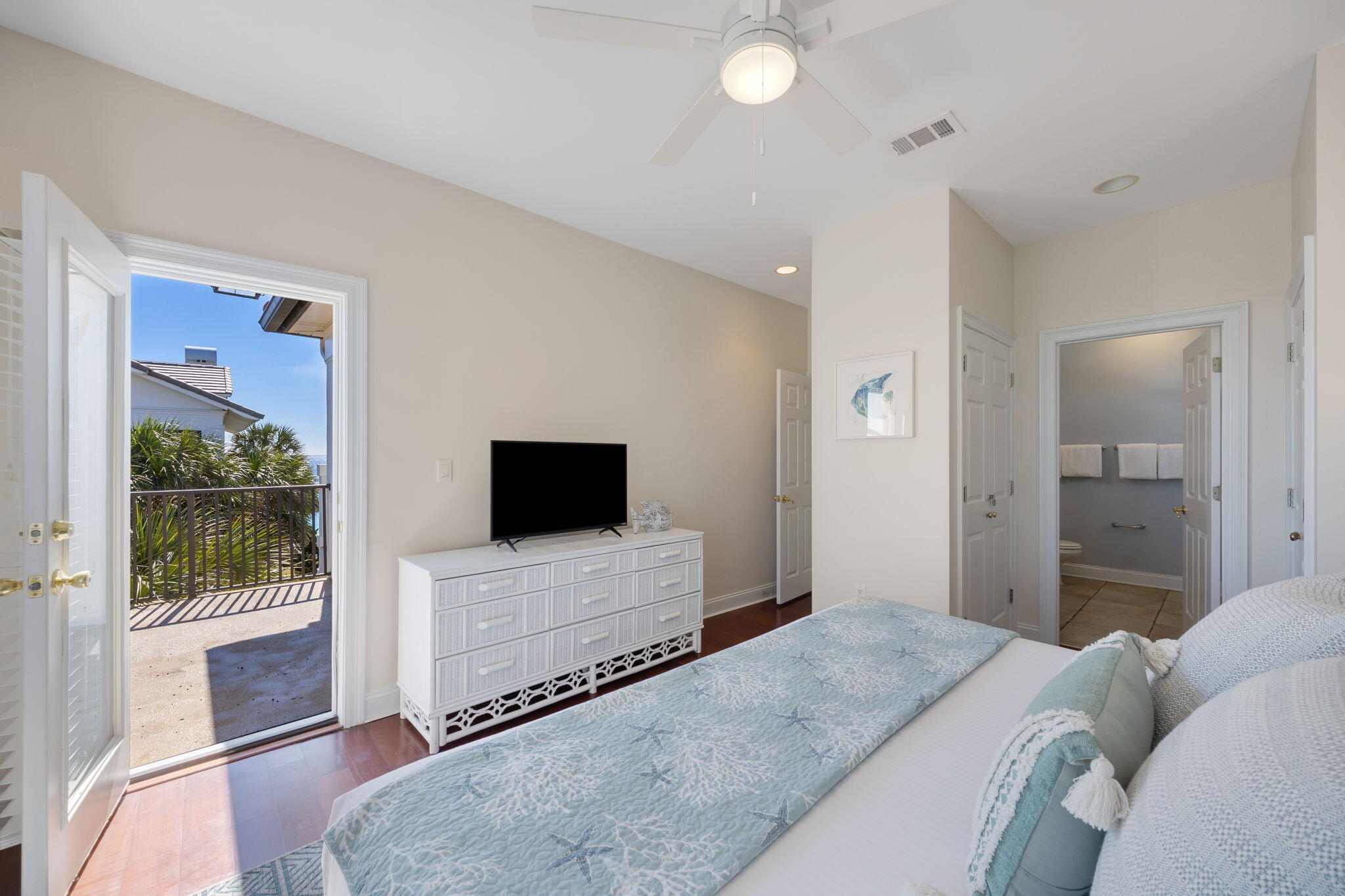 44 South Grande Beach Drive Santa Rosa Beach, FL 32459 - Photo 45 of 68 a bedroom with a bed and a flat screen tv