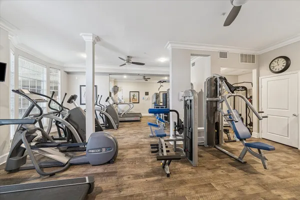 a view of a room with gym equipment
