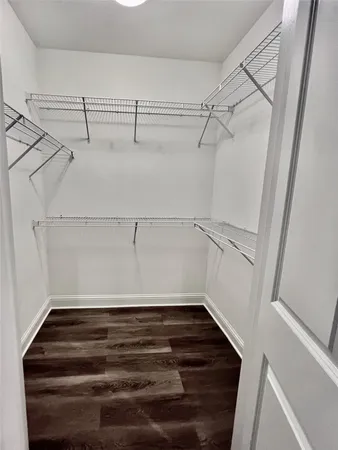 a view of a room with racks on the wall