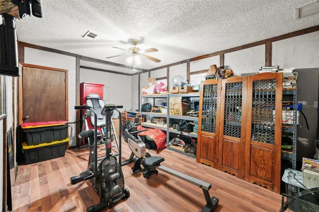 a view of a room with gym equipment