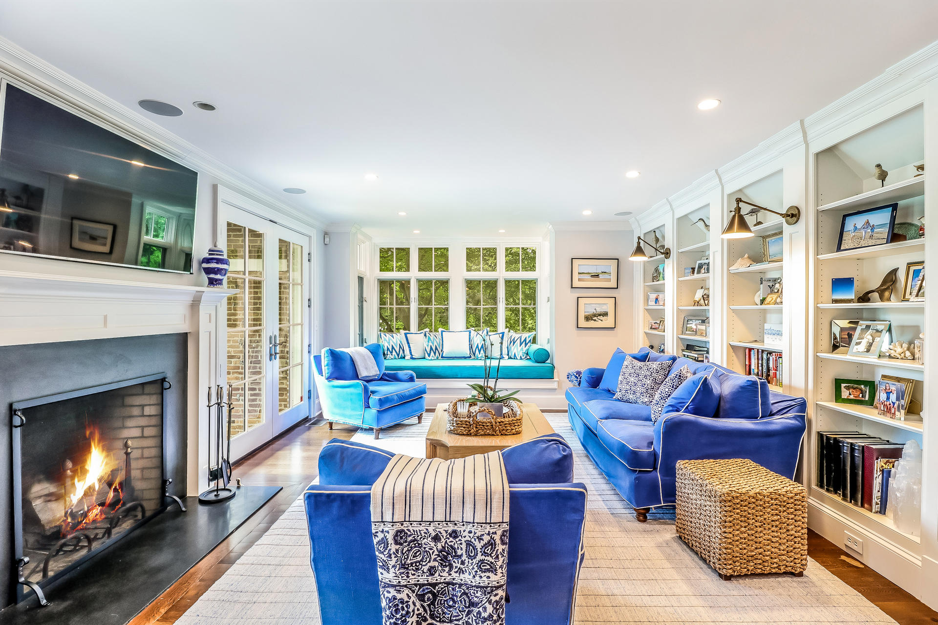 5 Hawthorne Road Darien, CT 06820 - Photo 18 of 49 a living room with furniture and a fireplace