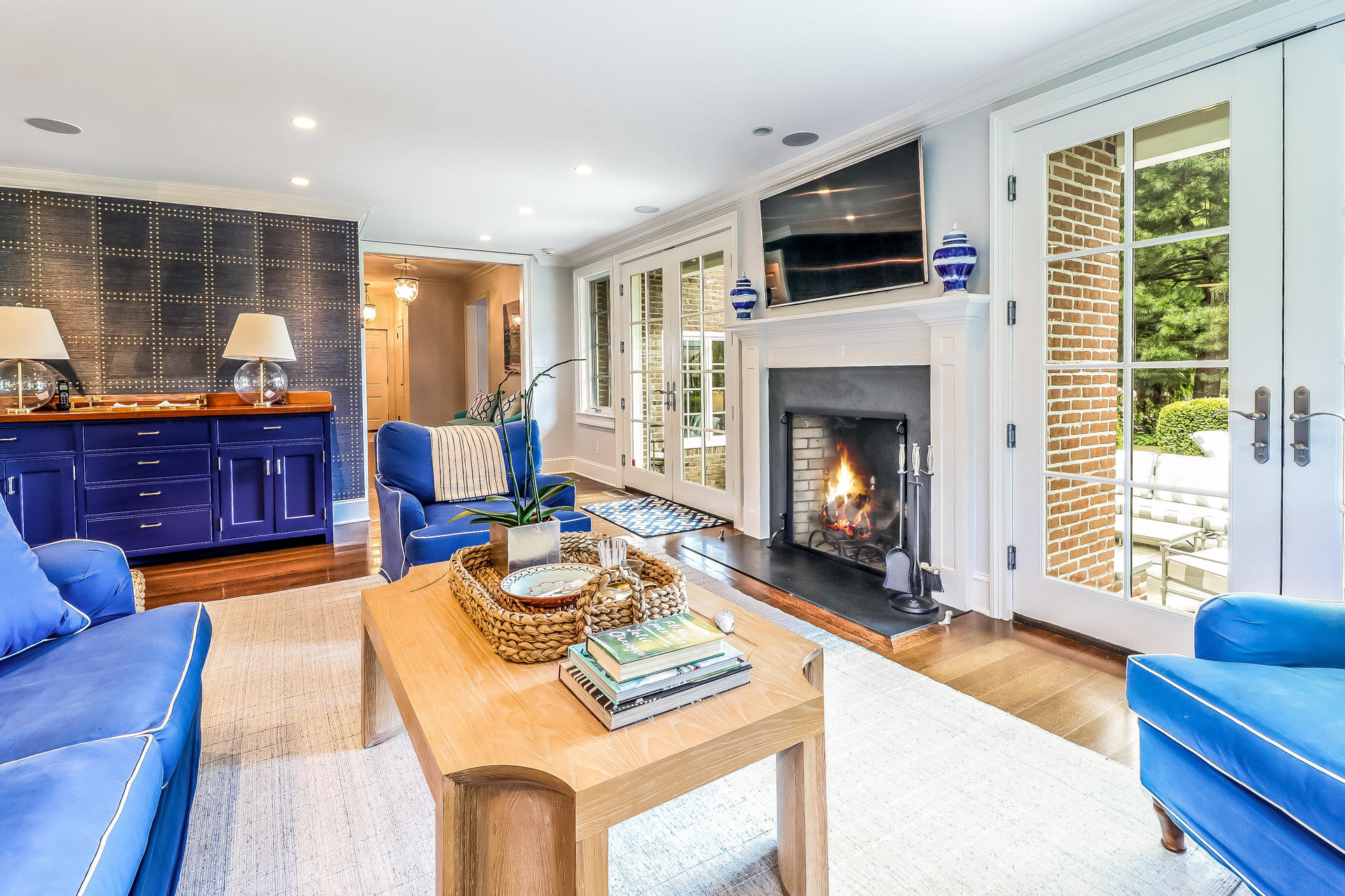 5 Hawthorne Road Darien, CT 06820 - Photo 19 of 49 a living room with furniture and a fireplace