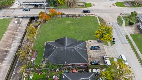 an aerial view of a house