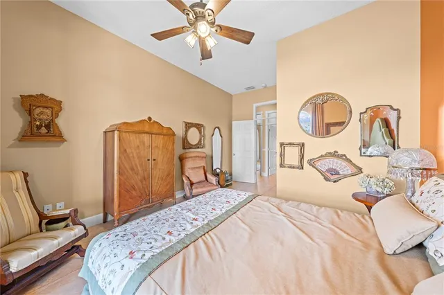 a view of a backyard with sitting area