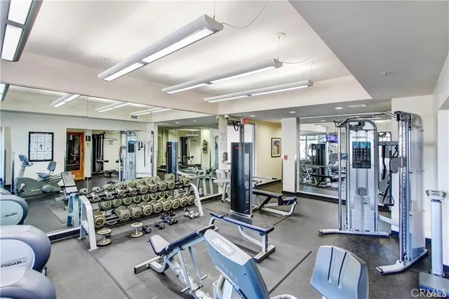 a view of a room with gym equipment
