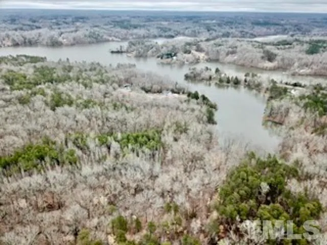 a view of a lake with a city