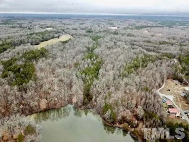 a view of a lake with a forest