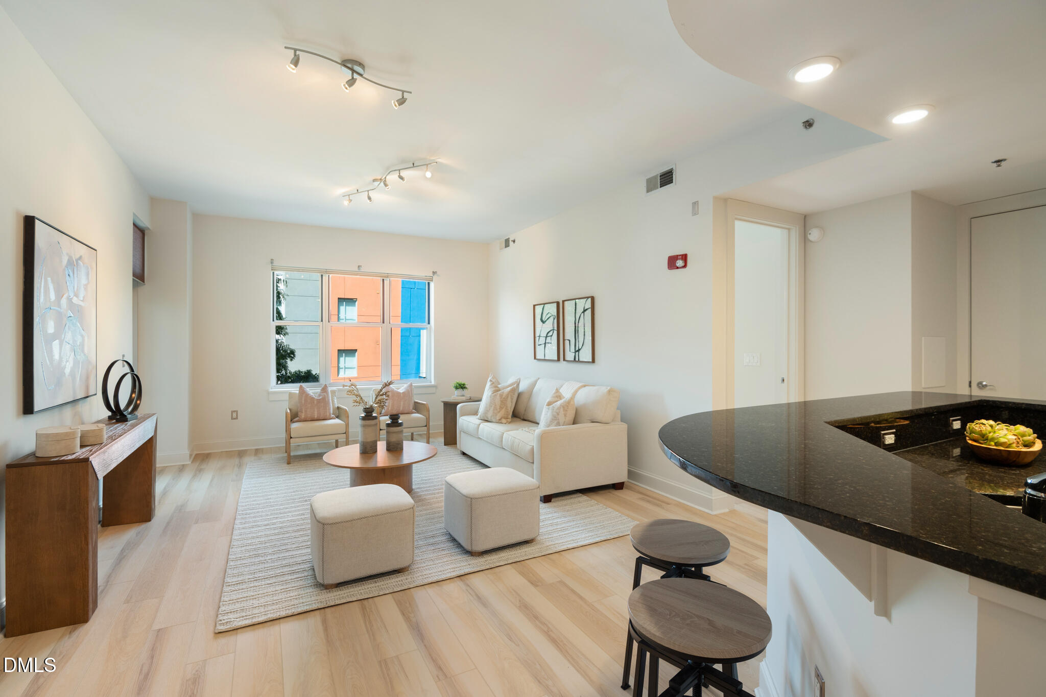 618 North Boylan Avenue, Unit 400 Raleigh, NC 27603 - Photo 5 of 45 a living room with furniture and a wooden floor