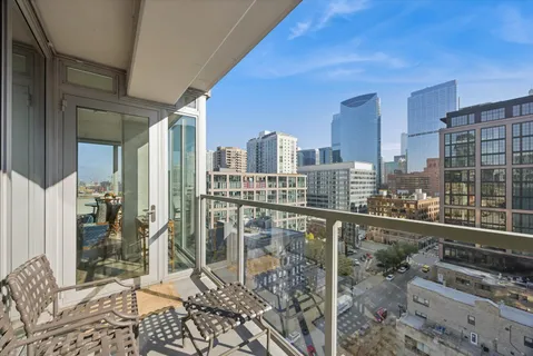 a balcony with city view