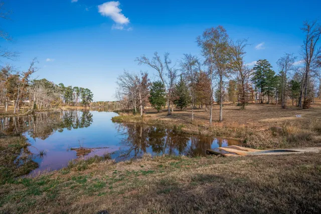 a view of a yard with wooden fence