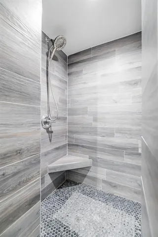 a bathroom with a shower