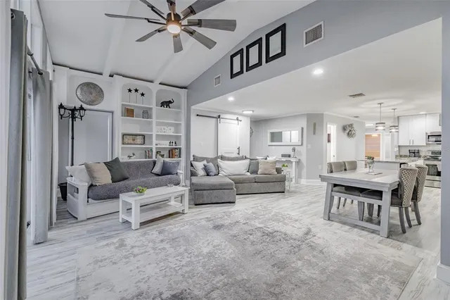 a living room with furniture