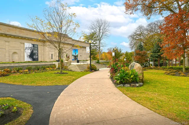 a view of a swimming pool with an outdoor space
