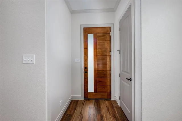 wooden floor in front of a door
