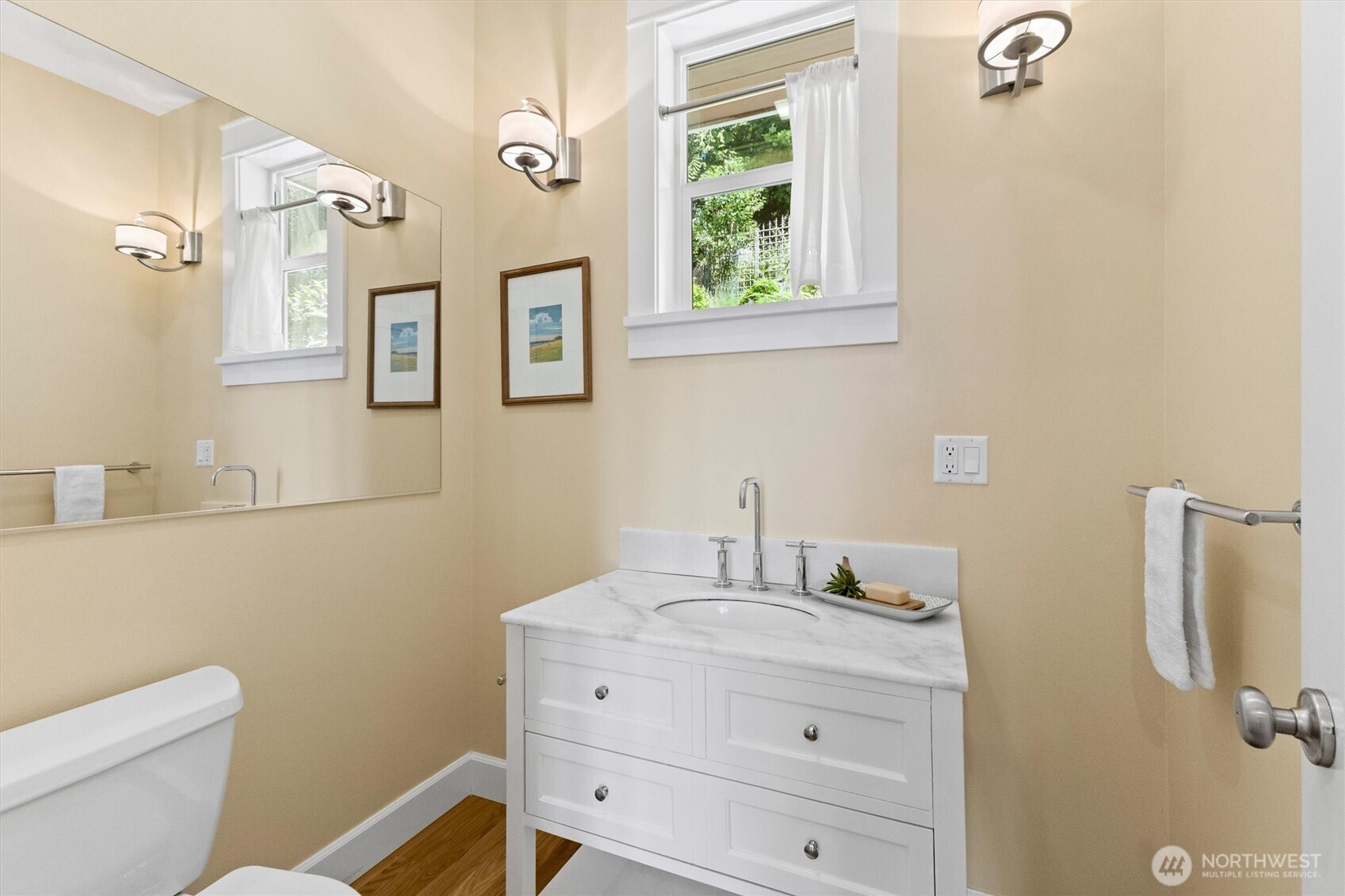 89 Grand View Lane Bellingham, WA 98229 - Photo 16 of 40 a bathroom with a granite countertop sink mirror vanity and toilet