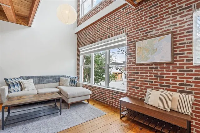 a outdoor living space with furniture and a window