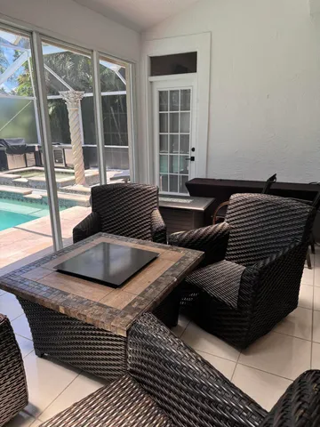 a view of outdoor space with seating area