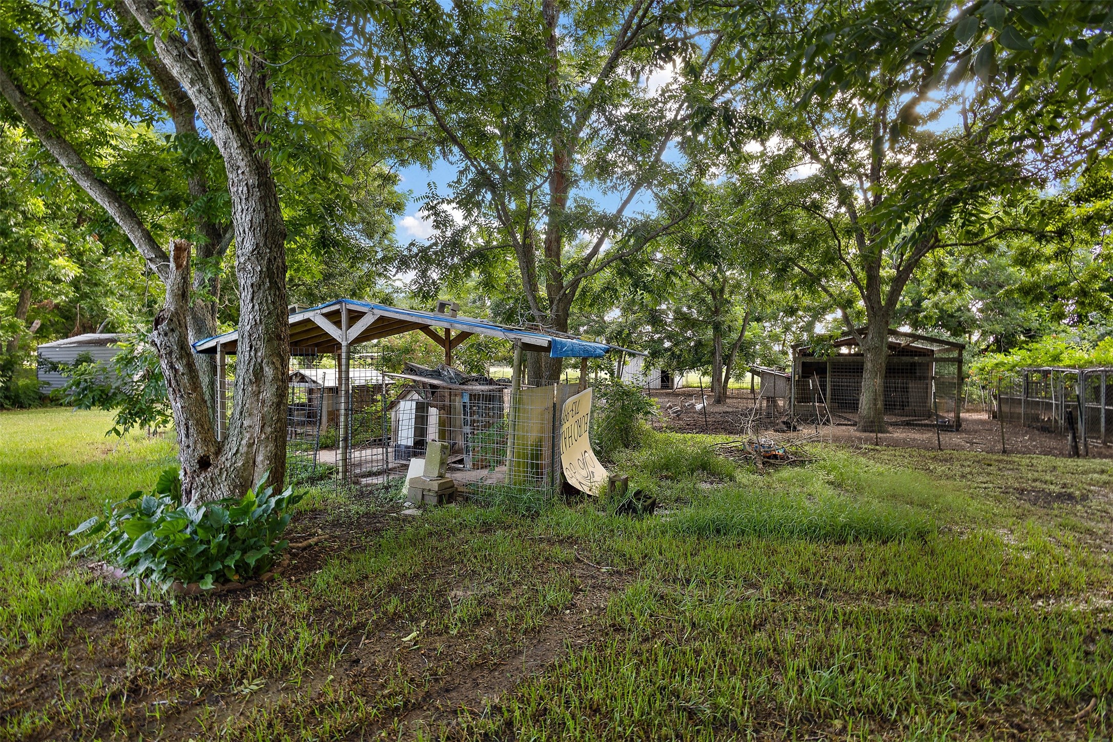 625 Pittman Road Richmond, TX 77469 - Photo 39 of 41 Fenced dog kennel with shaded outdoor areas and additional animal enclosures, ideal for pet lovers or hobby farm living.