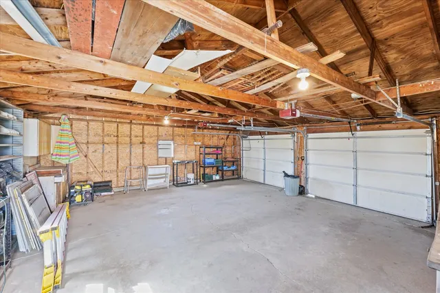 a view of a garage with furniture