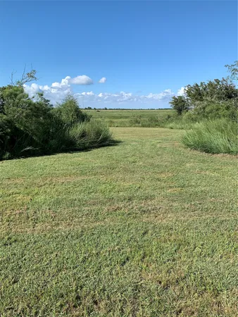 a view of a field with an ocean